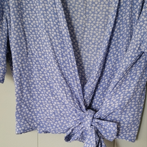 GAP Blue Floral Wrap Blouse - Picture 2 of 6